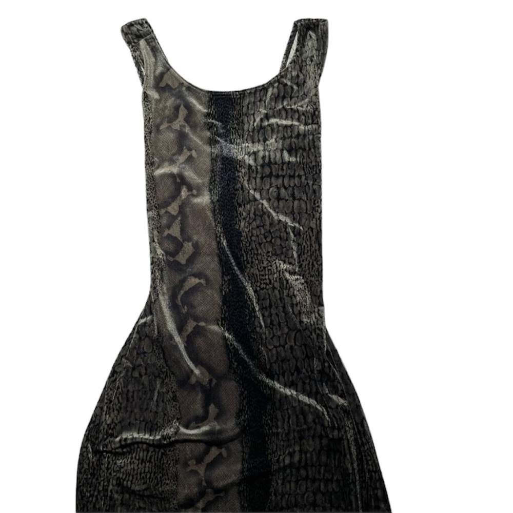 80s Velvet Snake Skin Bodycon Maxi Dress